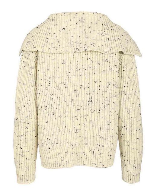 Bottega Veneta Natural Ribbed Wool Cardigan