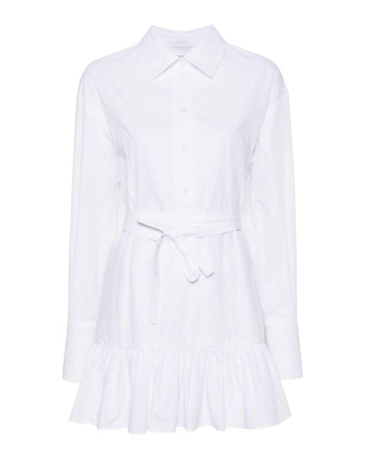 Patou White Peplum-hem Shirt Dress