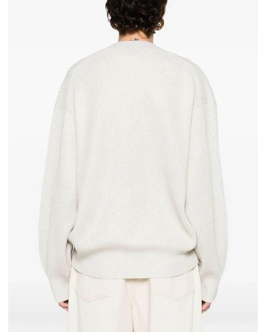 Brunello Cucinelli White Sparkling Cashmere Sweater