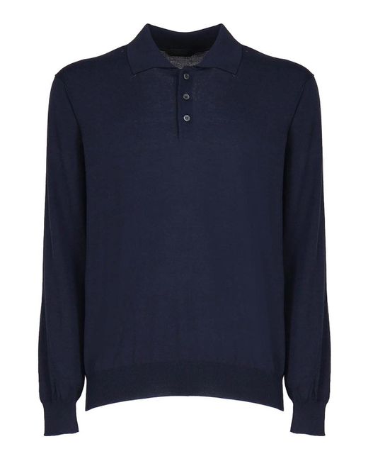Zanone Blue Long-sleeved Polo Shirt for men