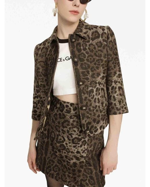 Dolce & Gabbana Brown Leopard Jacquard Jacket