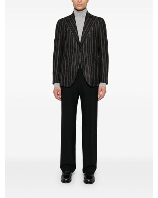 Tagliatore Black Striped Blazer Jacket for men
