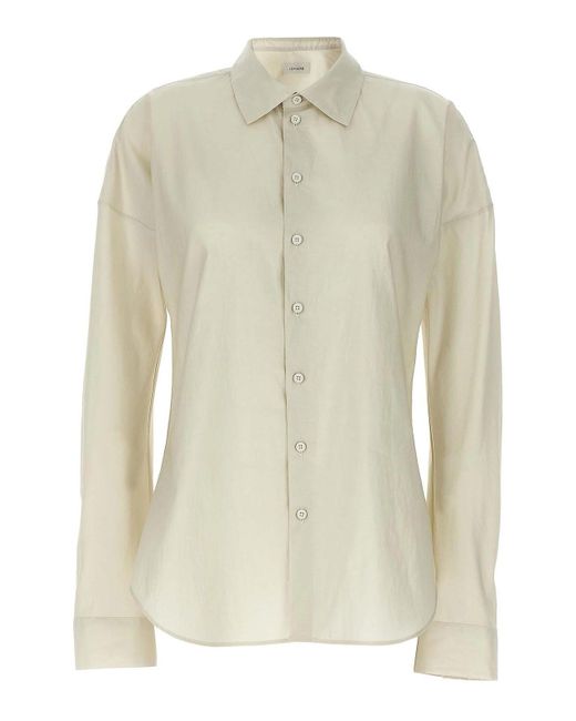 Lemaire White Fitted Band Collar Shirt