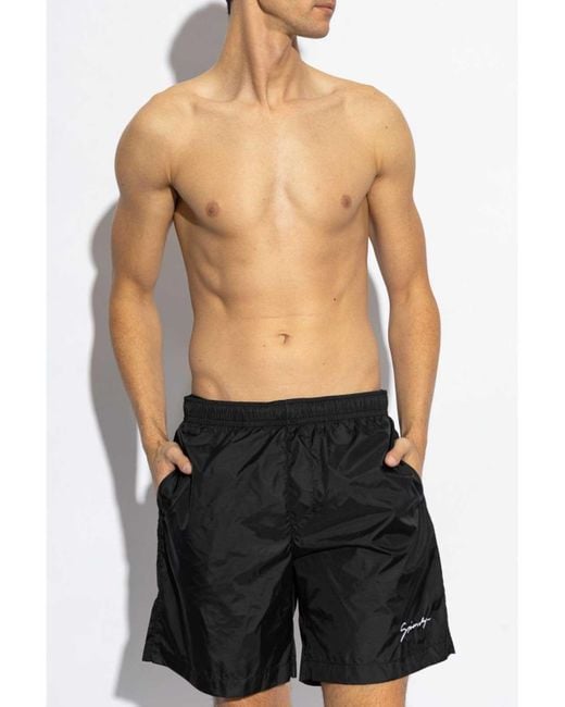 Givenchy Black Logo-Embroidered Swim Shorts for men