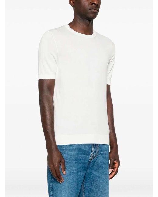 Malo White Cotton Round Neck for men