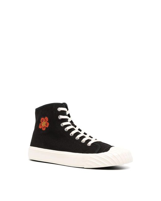 KENZO White Embroidered-Motif High Canvas Sneakers for men