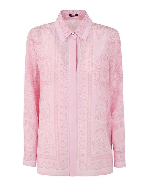 Versace Pink Formal Shirt Baroque Print