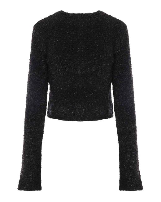 Balenciaga Black Cotton Blend Tweed Cropped Cardigan