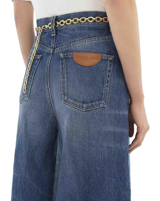 Chloé Blue Shorts Bermuda In Denim Patchwork