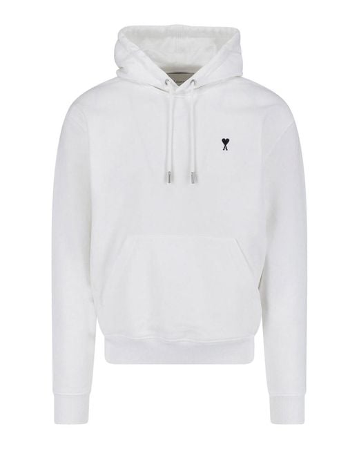 AMI White Ami De Cur Hooded Sweatshirt for men