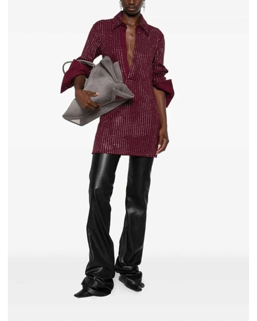 The Attico Purple The Embellished Long-Sleeved Dress