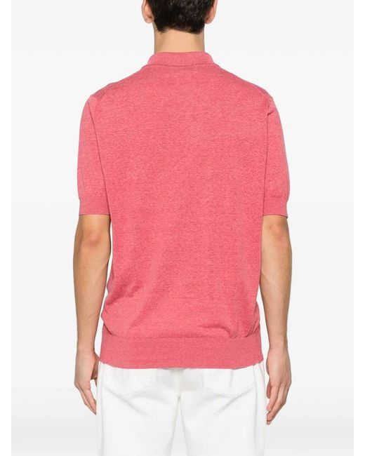 Brunello Cucinelli Pink Short Sleeve Polo for men