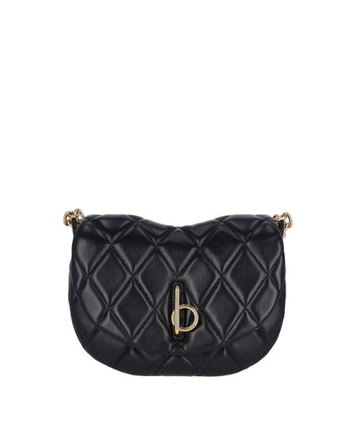 Burberry Black Mini Quilted Leather Handbag With Chain Strap