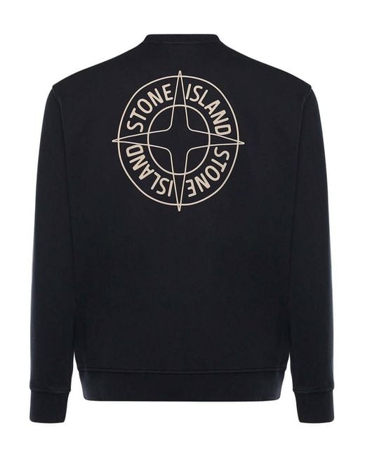Stone Island Blue Cotton Sweatshirt With Print for men