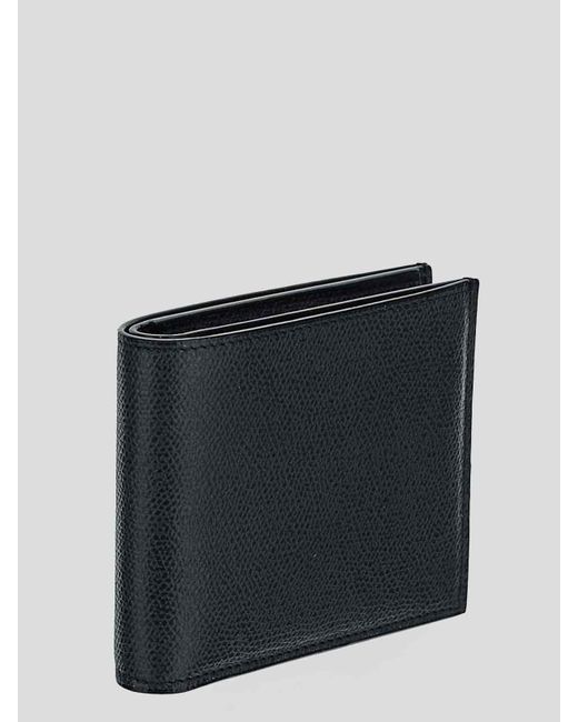 Valextra Black Card Case In Smoke Grained With V Cut for men