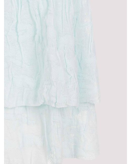 Bottega Veneta Blue Cotton Midi Skirt