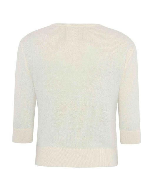 EMERSON RENALDI White Deep V-Neck Sweater