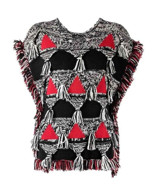 Etro Red Tassel-Detail Wool Jumper