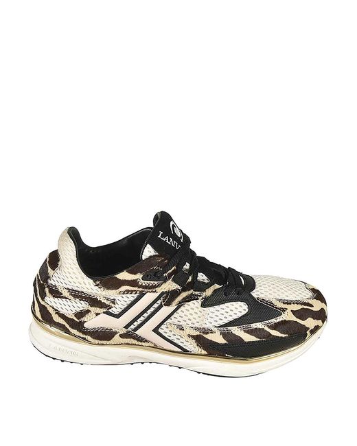 Lanvin Black Zebra Printed Low-Top Sneakers