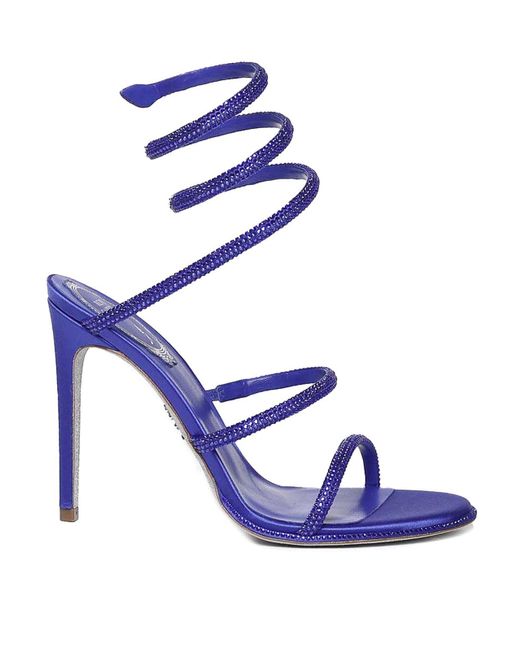 Rene Caovilla Blue Cleo Sandals In Calfskin