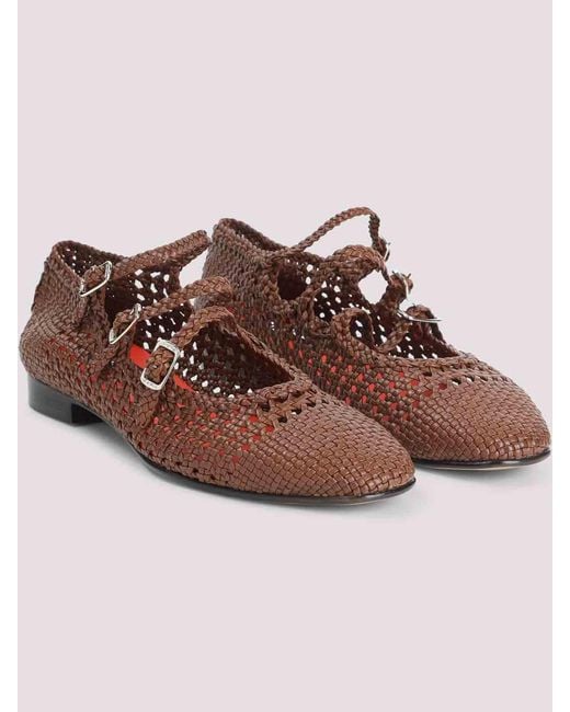 CAREL PARIS Brown Ariana S Braided Ballerinas