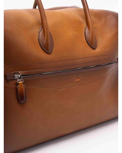 Santoni Brown Duffle Bag for men