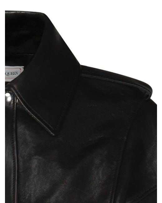 McQueen Black Leather Jackets