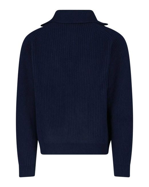 Jil Sander Blue Zip-Up Sweater for men
