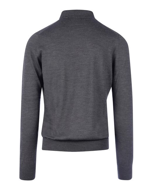 Nome Gray Wool Polo Shirt for men