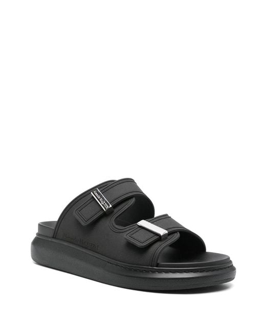McQueen Black Hybrid Rubber Double-Strap Sandals for men