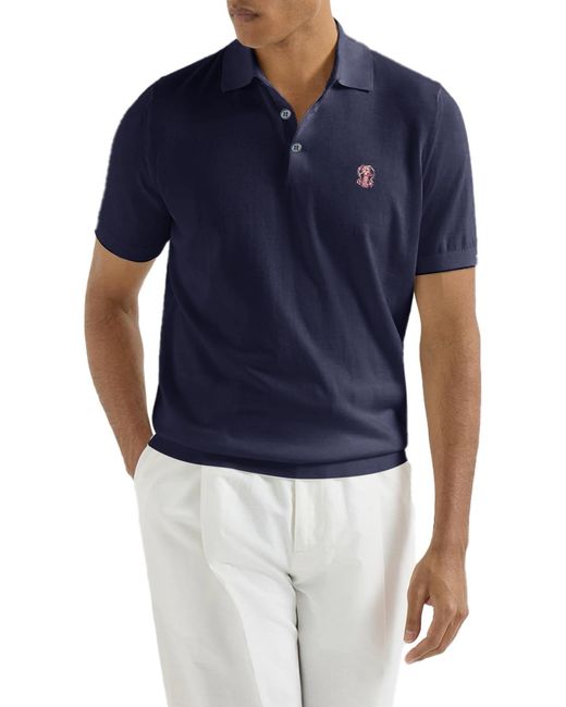 Brunello Cucinelli Blue Short-Sleeved Cotton Polo Shirt for men