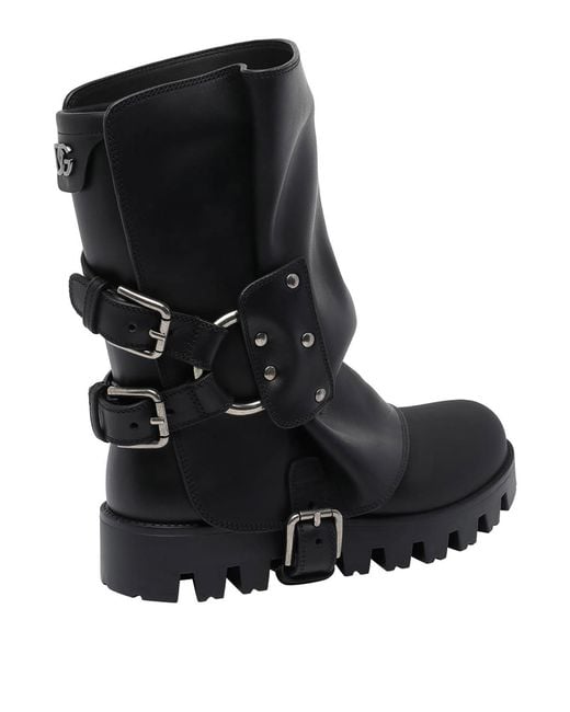 Dolce & Gabbana Black Buckle Booties