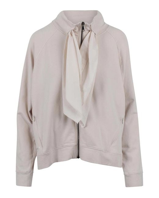 NOUMENO CONCEPT Gray Sweatshirt With Tie Neck