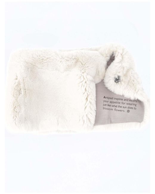 Antipast White Fur Muffler Scarf