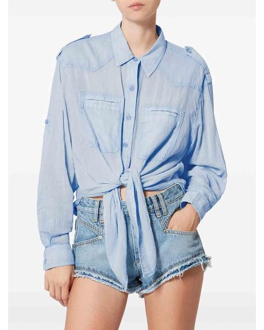 Isabel Marant Blue Shirt Crafted From Cotton With Bow