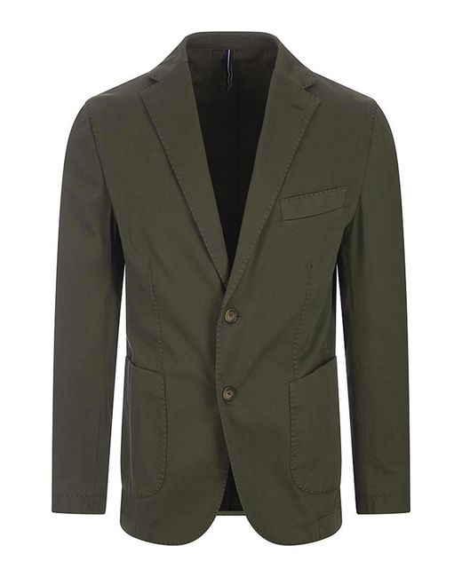 RUSSO CAPRI Green Oxford Cotton Blazer for men