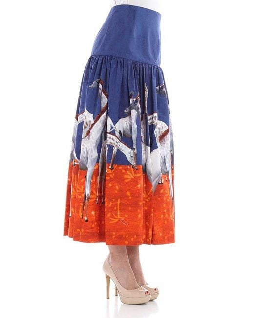 Stella Jean Orange Flared Skirt
