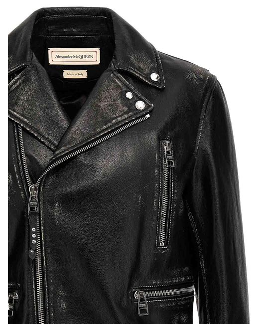 Alexander McQueen Black Essential Biker Jacket Quilted for men