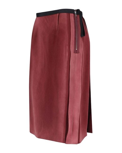 Maison Margiela Red Viscose Midi Skirt
