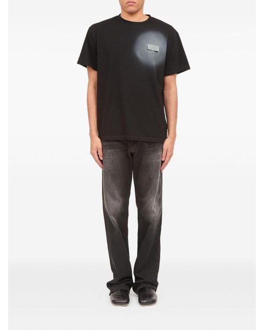 MM6 by Maison Margiela Black Short-Sleeved Cotton T-Shirt for men