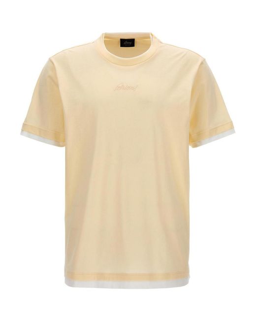 Brioni Natural Logo Embroidery T-shirt for men