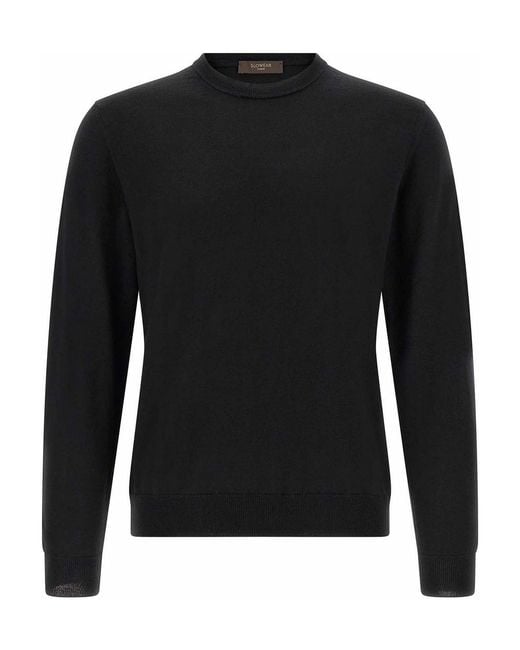 Zanone Black Wool Sweater for men