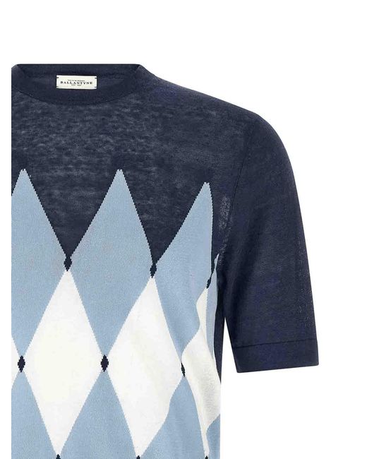 Ballantyne Blue T-Shirt Argyle for men