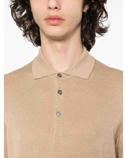 Drumohr Natural Buttoned Polo With Logo for men
