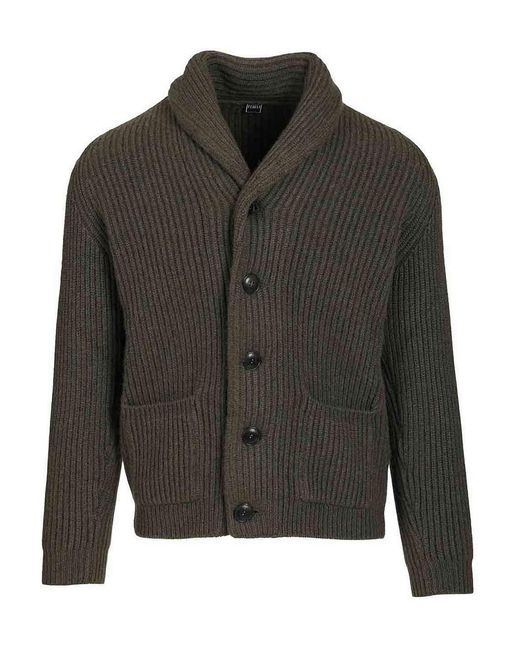 Fedeli Gray Cashmere Shawl Cardigan for men