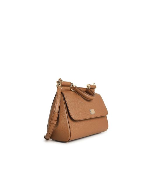 Dolce & Gabbana Brown Sicily Camel Leather Bag
