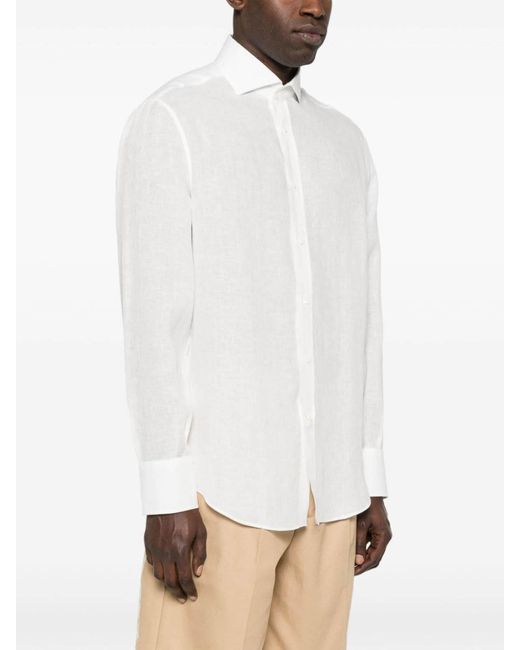 Brunello Cucinelli White Cotton Shirt for men