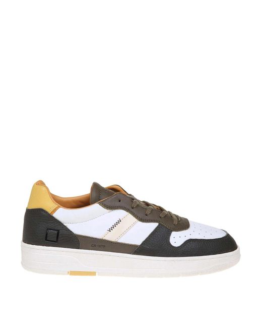 Date Court 20 Sneakers In And Green Leather in White for Men | Lyst