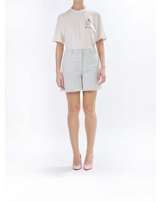 Karl Lagerfeld White Boucl Shorts