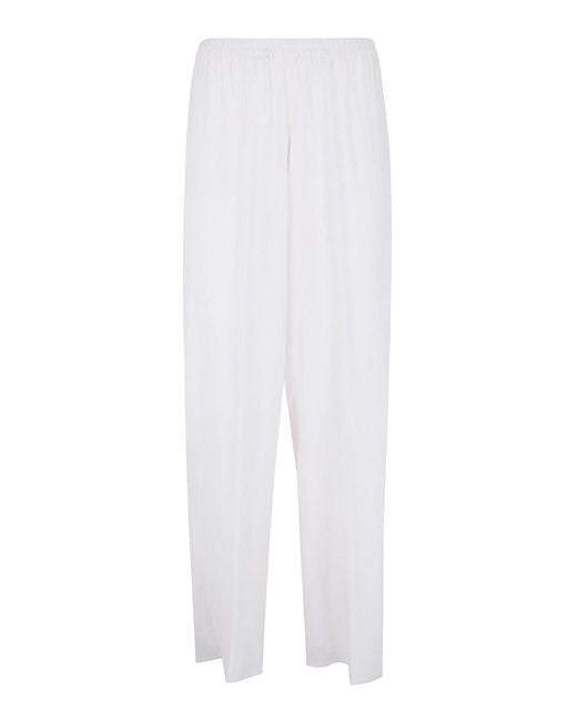 Rossopuro White Long Silk Trousers